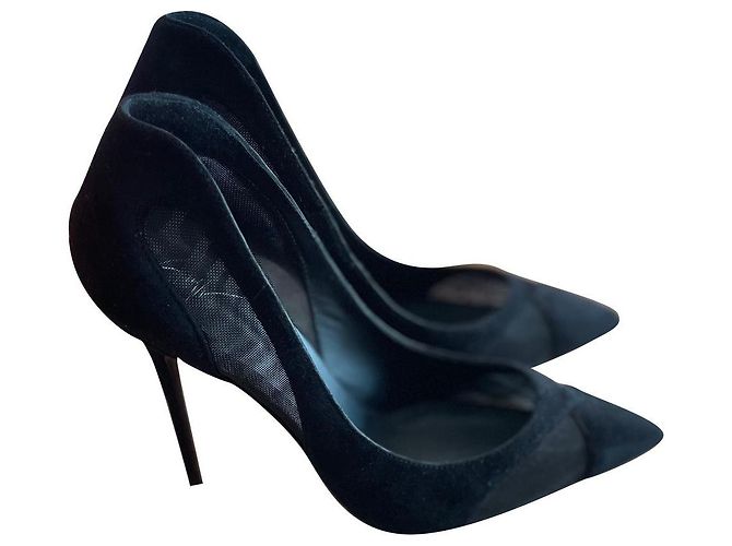 Saltos Giuseppe Zanotti em couro e camurça preto 36