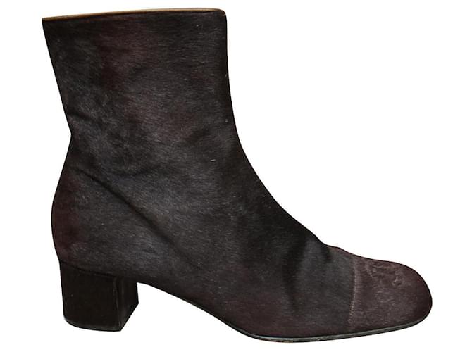 Chanel boots size 38 Dark brown Pony-style calfskin  ref.355096