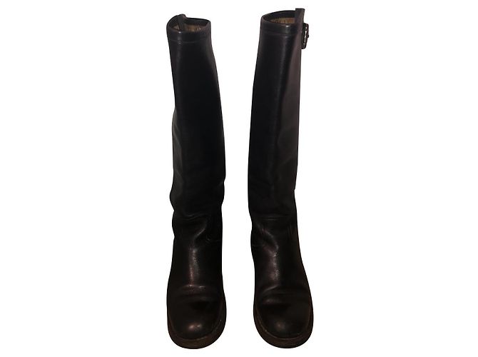 Free Lance Lederstiefel Schwarz mit silberner Schnalle