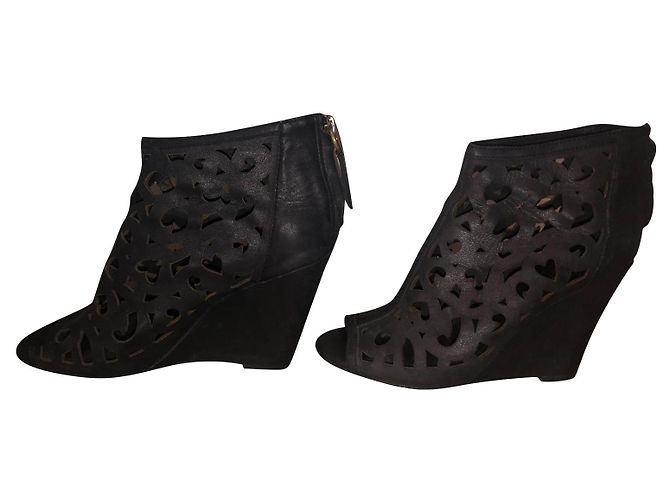 Bottines à talons compensés Ash en cuir noir