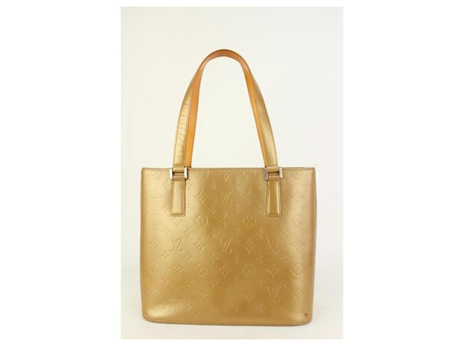 Autre Marque Louis Vuitton Gold Monogram Vernis Mat Stockton Zip Tote Bag  Leather White gold ref.355470 - Joli Closet