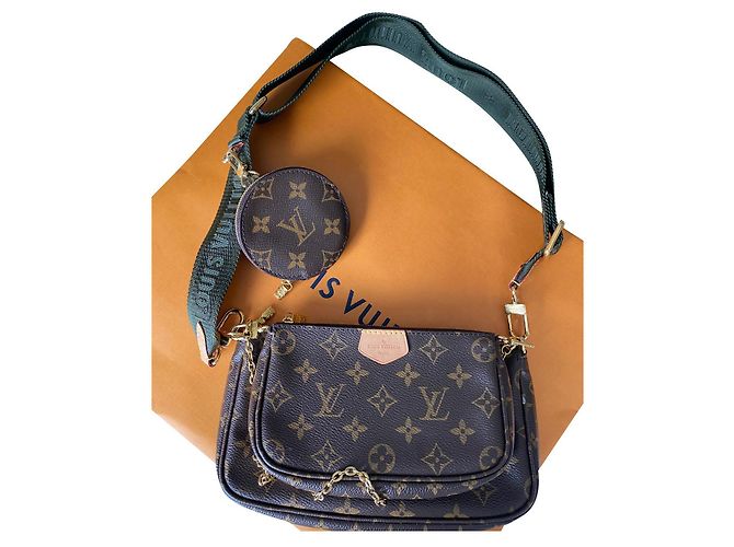 Multi Pochette Bolsa de mão Louis Vuitton Multi Pockets Couro Khaki Caqui