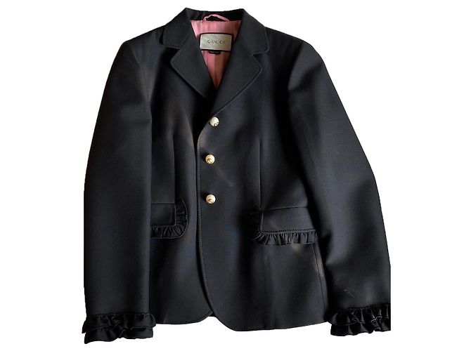 Gucci Black Wool Jacket with Pink Lining