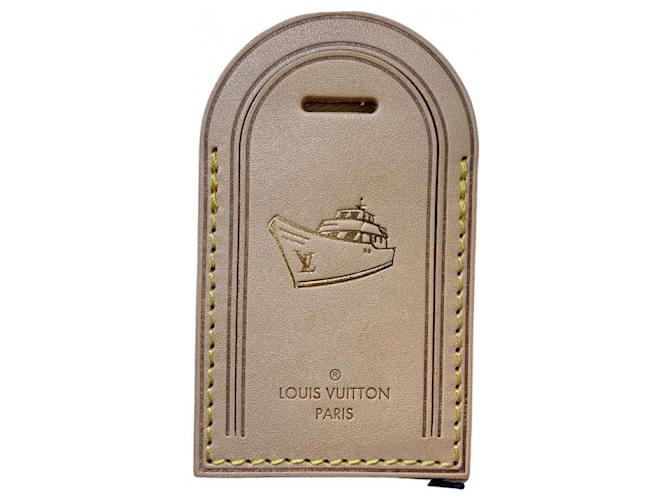 Louis Vuitton Etiqueta de bagagem de grande porte estampando hot stamping em barco de Taiwan Bege Couro  ref.355551