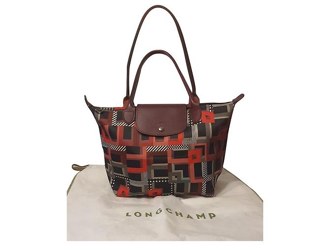 Bolsa de mão Longchamp Pliage Neo Vermelha Multicor