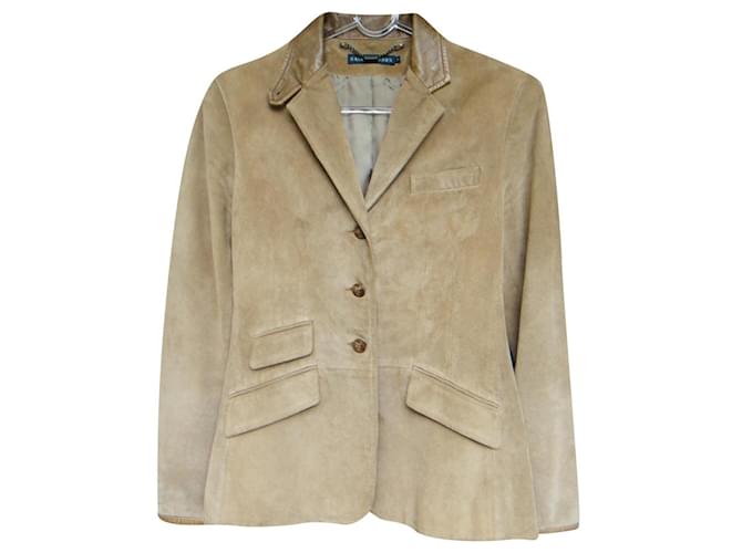 Ralph Lauren suede jacket size 40 Beige Deerskin  ref.355590