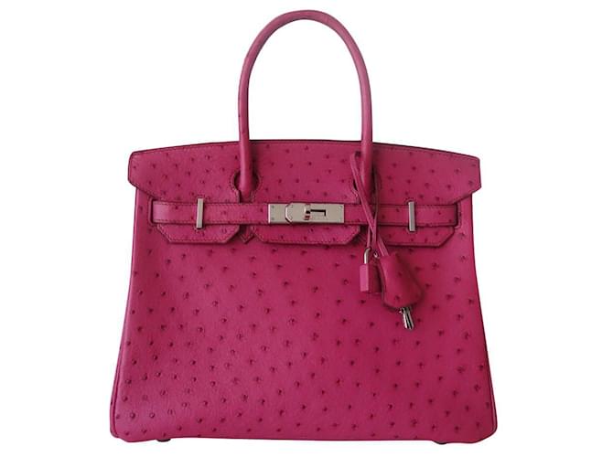 Hermès HERMES BIRKIN Tasche 30 Strauß Pink Straußenleder  ref.355878