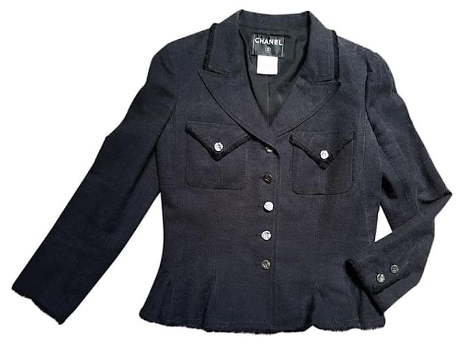 Chanel CC buttons Black Jacket Cloth  ref.355930