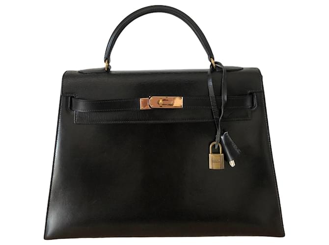 Hermès hermes kelly 32 Sellier Black box leather  ref.355948