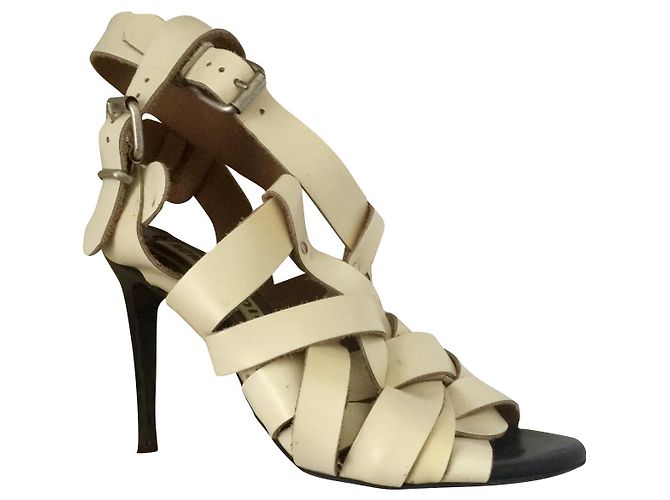 Acne Studios Lenna Ledersandalen weiß creme