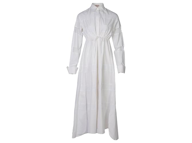 Alaïa Embroidered Poplin Dress White Cotton  ref.356031