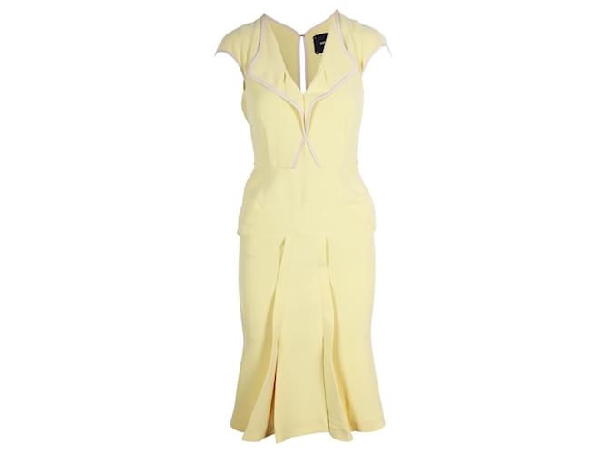 Roland Mouret Lemon Yellow Paneled Crêpe Dress Silk  ref.356033