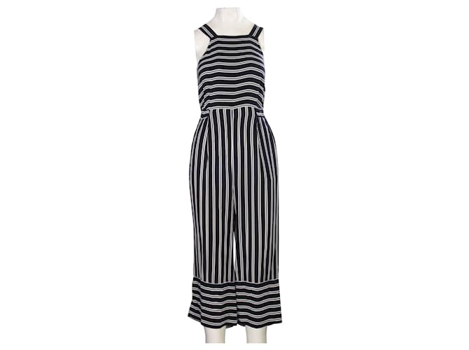 Whistles Striped Jumpsuit Blue Navy blue Lyocell  ref.356068