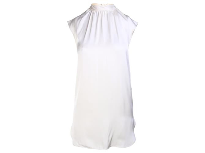 Céline Vestido de seda de amora com decote alto Branco  ref.356165