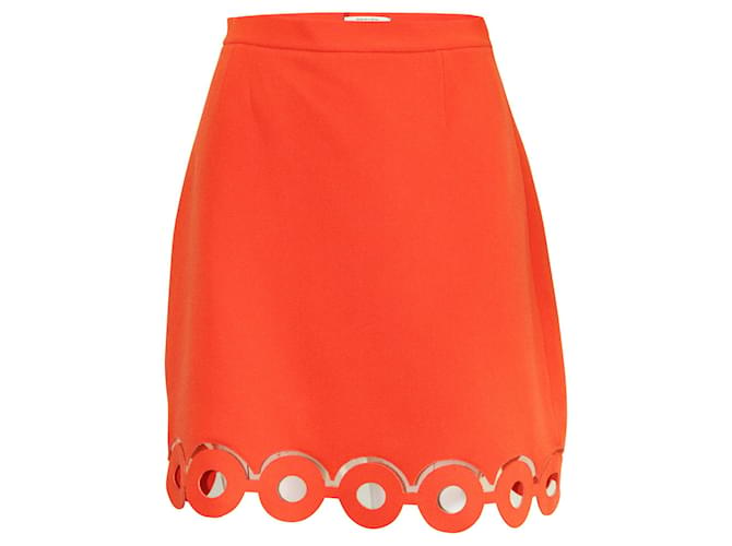Carven Orange Skirt with Laser Cut Embellishments Synthetic Triacetate  ref.356243