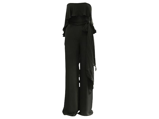 Halston Heritage Sleeveless Elegant Jumpsuit Black Silk  ref.356297