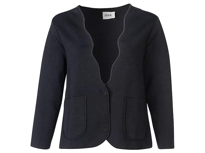 Issa Cropped Wavey Collar Jacket Black Rayon Cellulose fibre  ref.356315