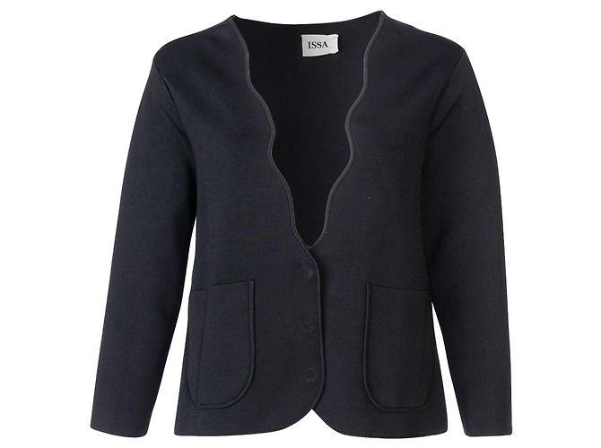 Issa Cropped Wavey Collar Jacket Black