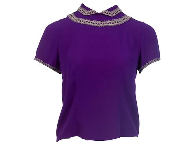 Isabel Marant Royal Purple Embroidered Blouse Acetate  ref.356342