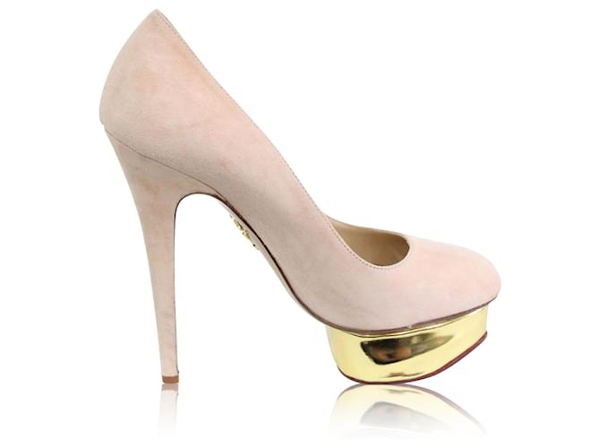 Charlotte Olympia Suede Dolly Pumps Pink ref.356346 Joli Closet
