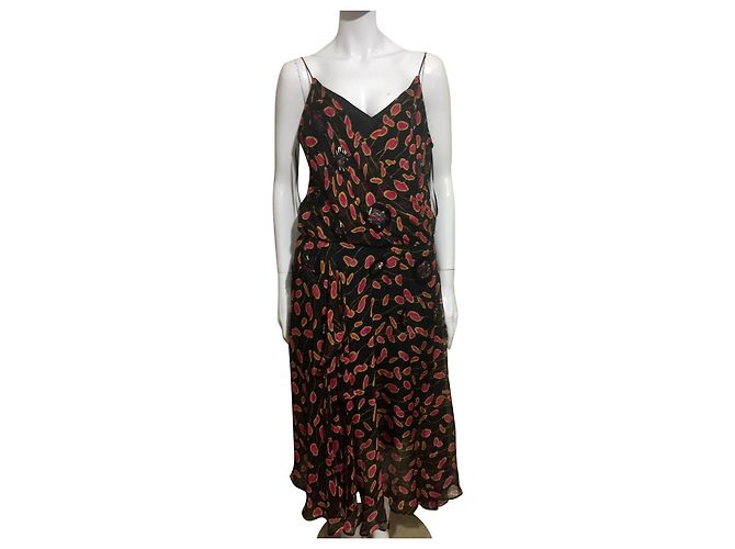 Diane Von Furstenberg DvF atemberaubendes Seiden-Maxikleid mit Pailletten Mehrfarben
