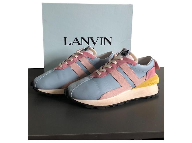 Lanvin Leder Sneaker Hellblau 38
