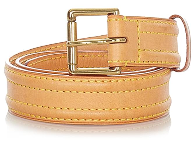 Louis Vuitton Brown Vachetta Leather Belt Silvery Light brown Metal  ref.356513 - Joli Closet