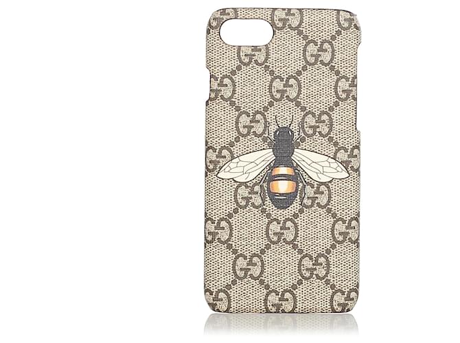 Custodia per cellulare Gucci GG Supreme Bee Phone Marrone Multicolore Beige Tela Panno  ref.356530