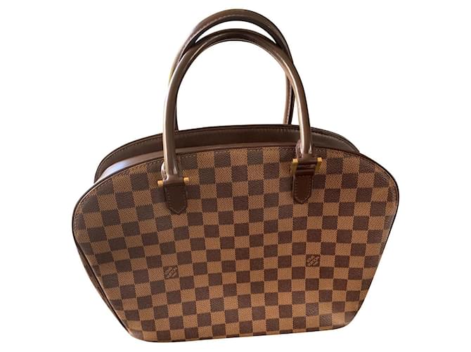 Louis Vuitton Sarria checkered ebony bag Chocolate Leather Cloth  ref.356685
