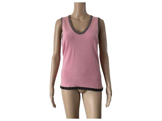 Chanel pink cashmere sleeveless sweater  ref.356712