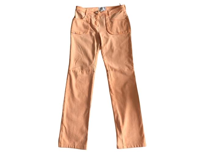Pantalon Chanel Orange Coton  ref.356845
