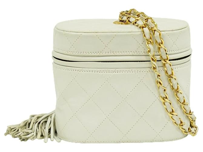 Chanel Vanity Case Shoulder Bag White Mini