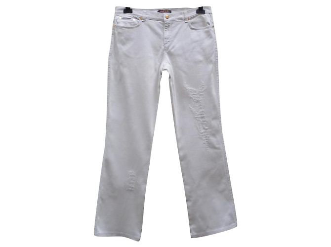 Calça Roberto Cavalli de algodão cor eggshell Fora de branco