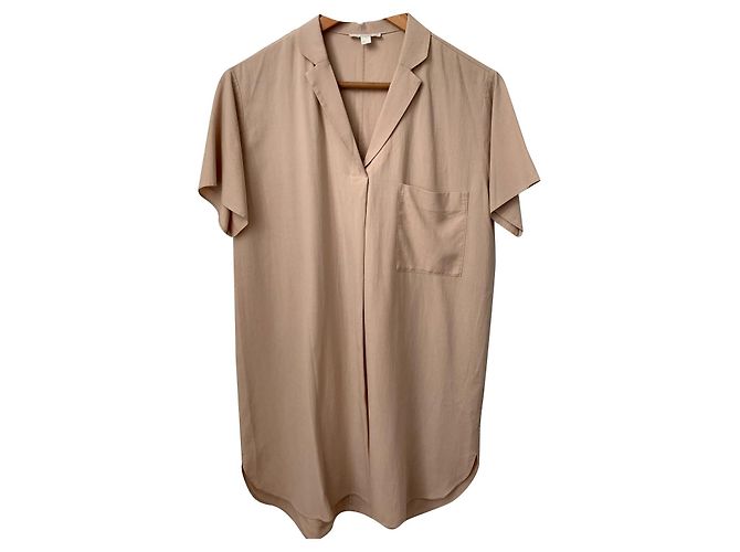 Vestido camisa de seda Cos bege
