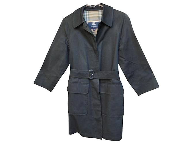 Burberry raincoat size S Black Cotton  ref.356949