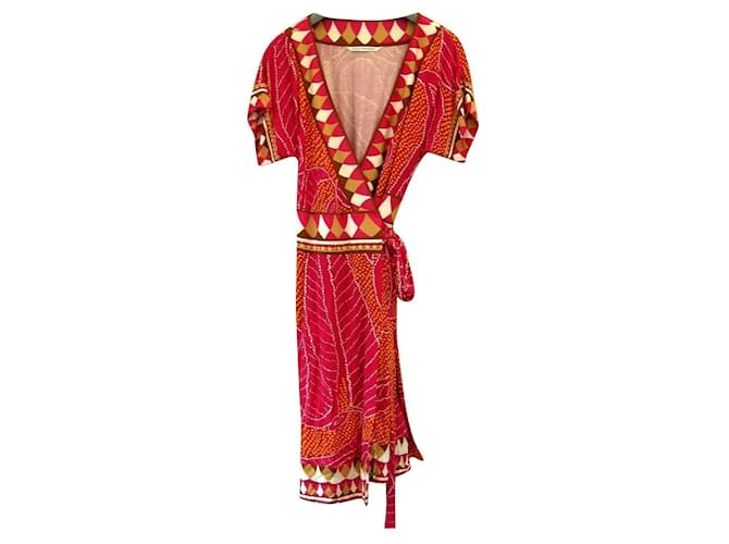 Diane Von Furstenberg DvF vibrant patterned silk wrap dress Multiple colors  ref.356950