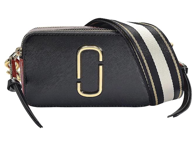 Marc Jacobs Snapshot Bag In Black Leather in White