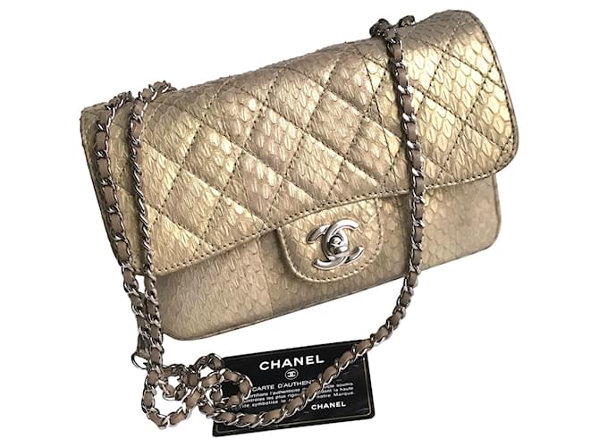 Chanel 2012 Metallic Snakeskin Double Flap Bag