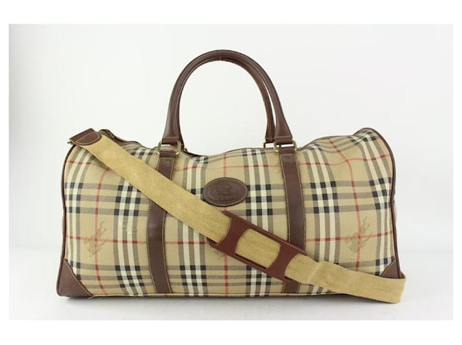 Autre Marque Burberry Beige Nova Check Boston Duffle Bag with Strap Travel Leather  ref.357302
