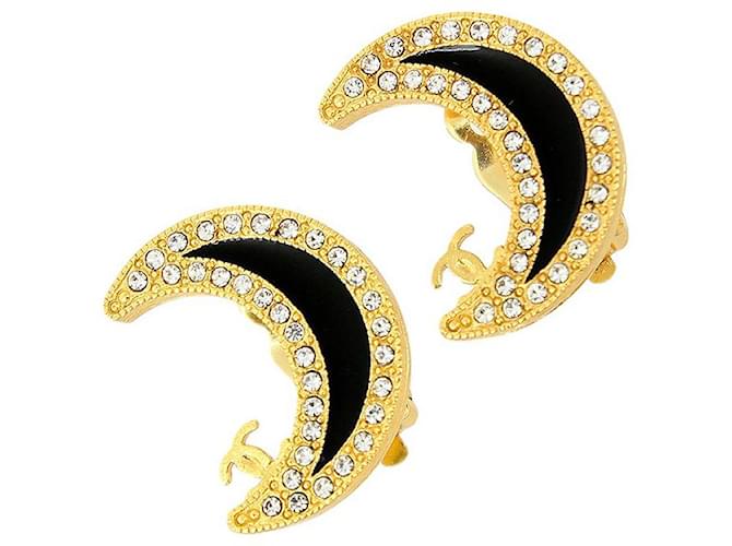 Chanel Earrings Black Golden Gold-plated ref.357314 - Joli Closet