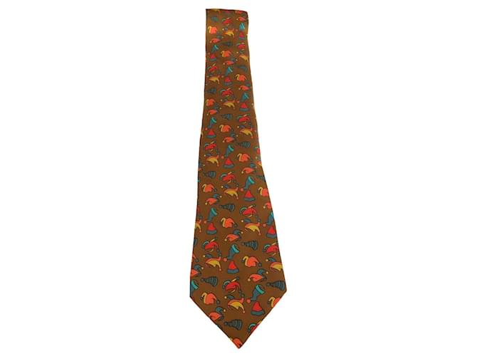Hermès corbata de hermes Multicolor Seda  ref.357340