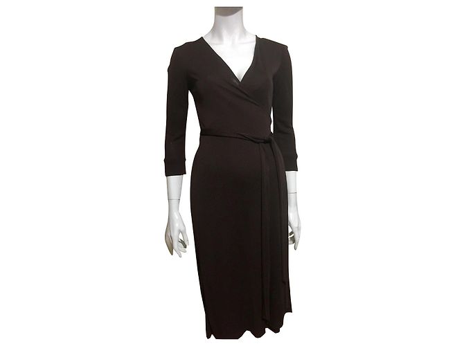 Diane Von Furstenberg DvF original vintage wrap dress Brown Chocolate