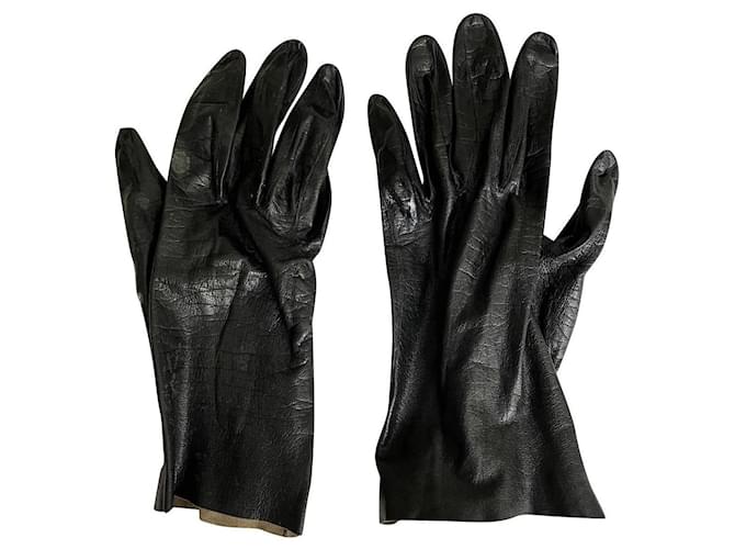 Autre Marque Black leather gloves  ref.357525