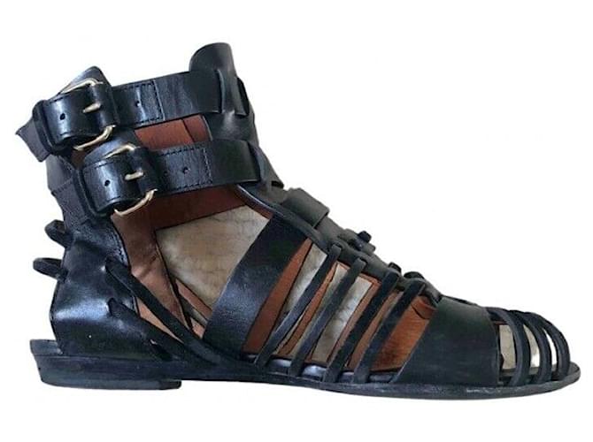 Sandalias de gladiador Givenchy Negro Cuero  ref.357588