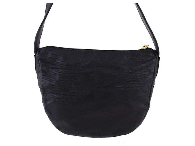 [Occasion] Fendi Sac à Bandoulière Diagonal Sac à Bandoulière Dames Style Lézard Noir Or Cuir Doré  ref.357632