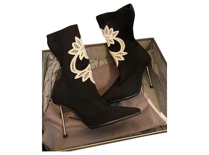 Bottes Alexander McQueen en tissu noir 38
