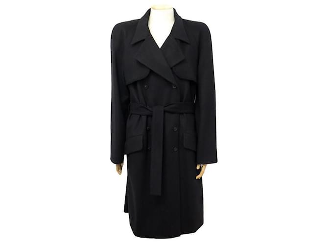 NEW CHANEL COAT WITH BUTTONS LOGO CC P36435 T42 L BLACK CASHMERE NEW COAT  ref.357744