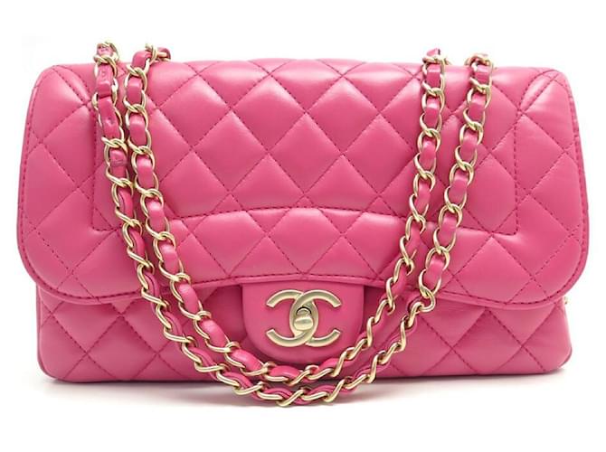 NEW CHANEL TIMELESS HANDBAG M PINK QUILTED LEATHER BANDOULIERE HAND BAG  ref.357753