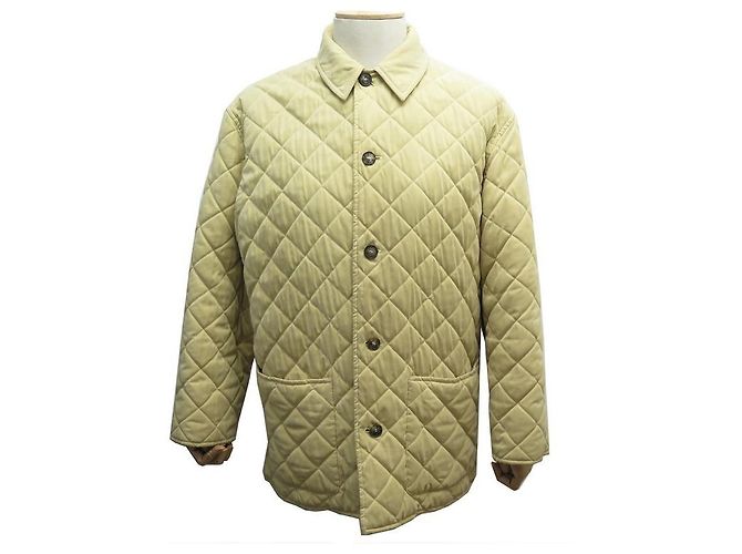 Hermès HERMES COAT WITH LARGE M QUILTED 46 YELLOW POLYESTER DOWN COAT JACKET