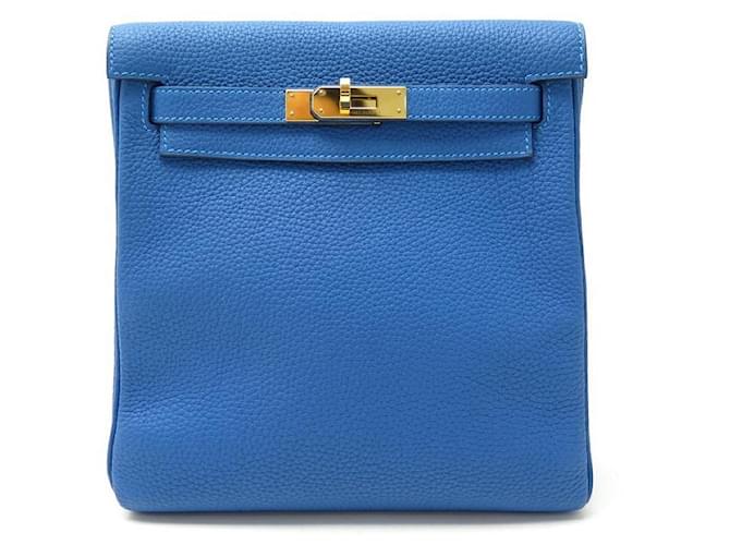 Hermès HERMES KELLY ADO II BACKPACK IN BLUE TOGO LEATHER 2019 BACKPACK BAG LEATHER BOX  ref.357889